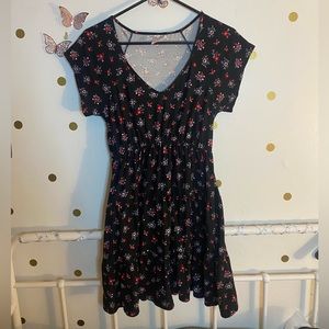 Black and red floral dress